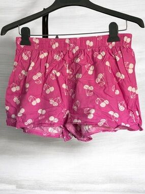 PINK Victoria's Secret Hot Pink Cherry-Print Lounge Shorts (v)